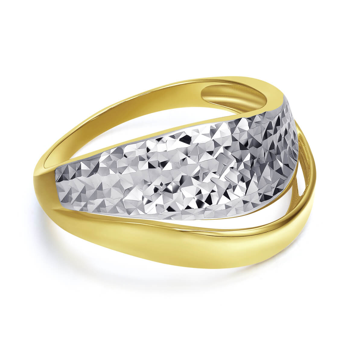 18K yellow and white color separation ring